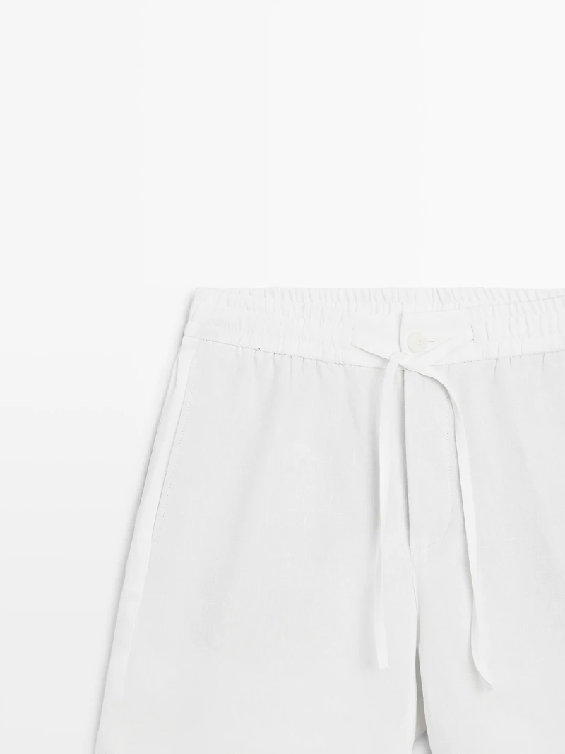 Linen jogger-fit Bermuda shorts