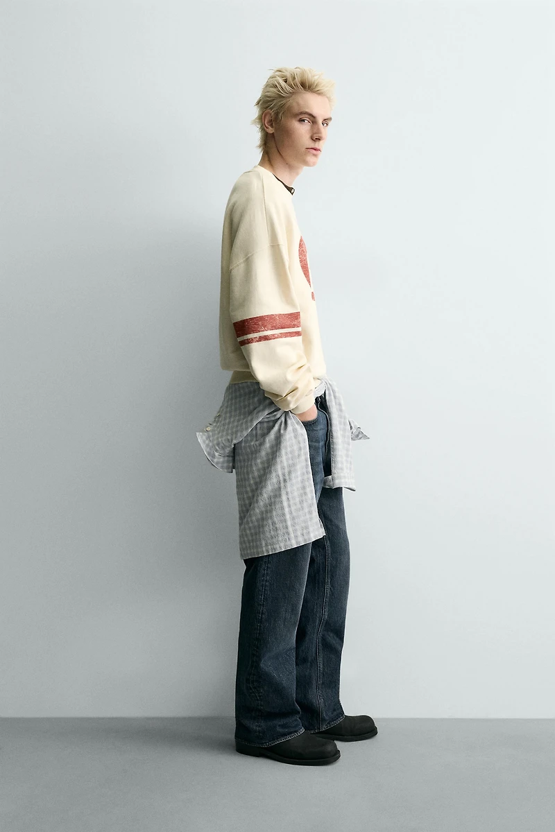 WASHED CONTRAST PRINT SWEATSHIRT