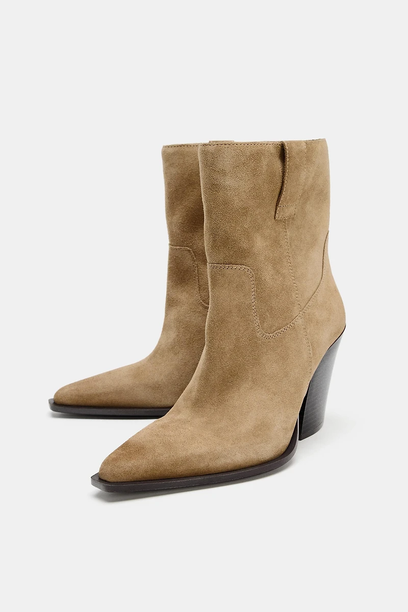SUEDE COWBOY ANKLE BOOTS