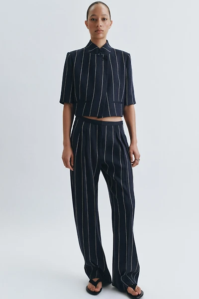 PANTALON À RAYURES EN LIN ZW COLLECTION