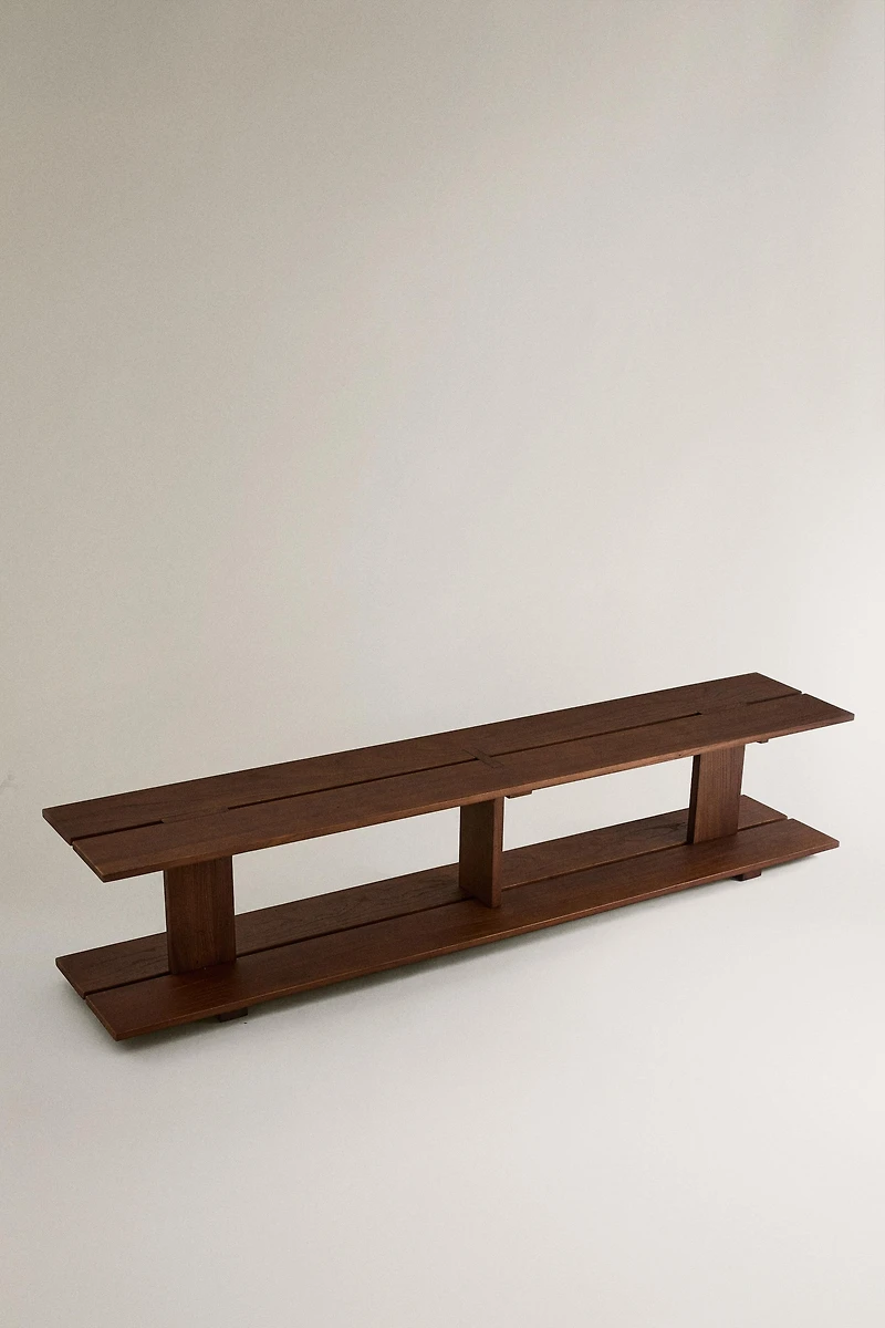ELM WOOD SHELVING UNIT WITH TWO SHELVES