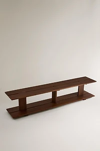 ELM WOOD SHELVING UNIT WITH TWO SHELVES