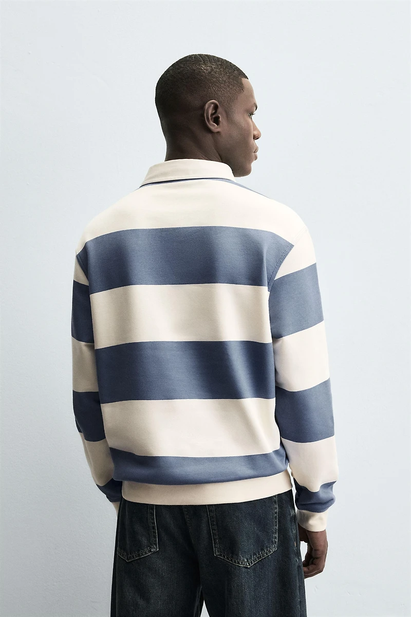 CONTRAST COLLAR POLO SWEATSHIRT