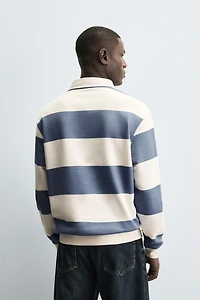 CONTRAST COLLAR POLO SWEATSHIRT