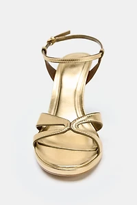 METALLIC EFFECT HEELED SANDALS