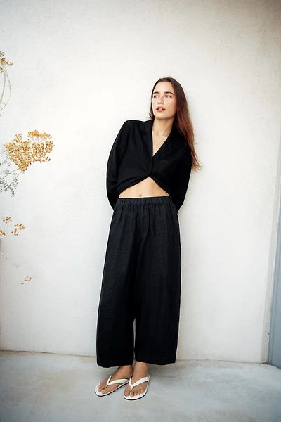 100% LINEN BARREL PANTS ZW COLLECTION