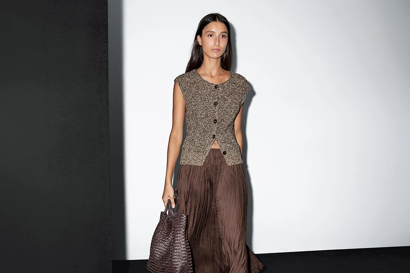 Long flowing pleated skirt