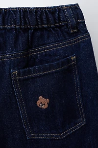 EMBROIDERED BEAR CULOTTE JEANS