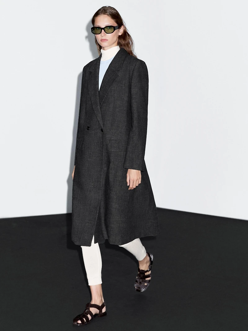 Manteau long à chevrons