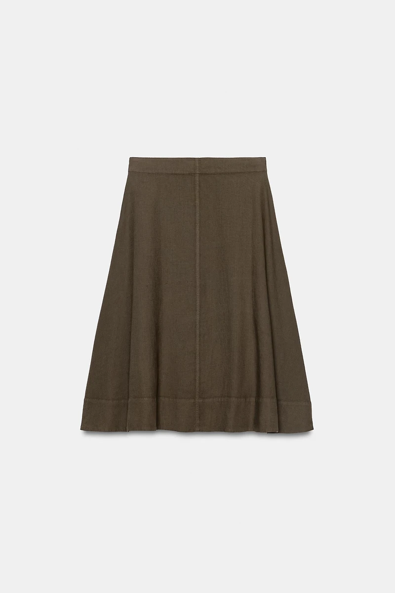 ZW COLLECTION LINEN BLEND MIDI SKIRT