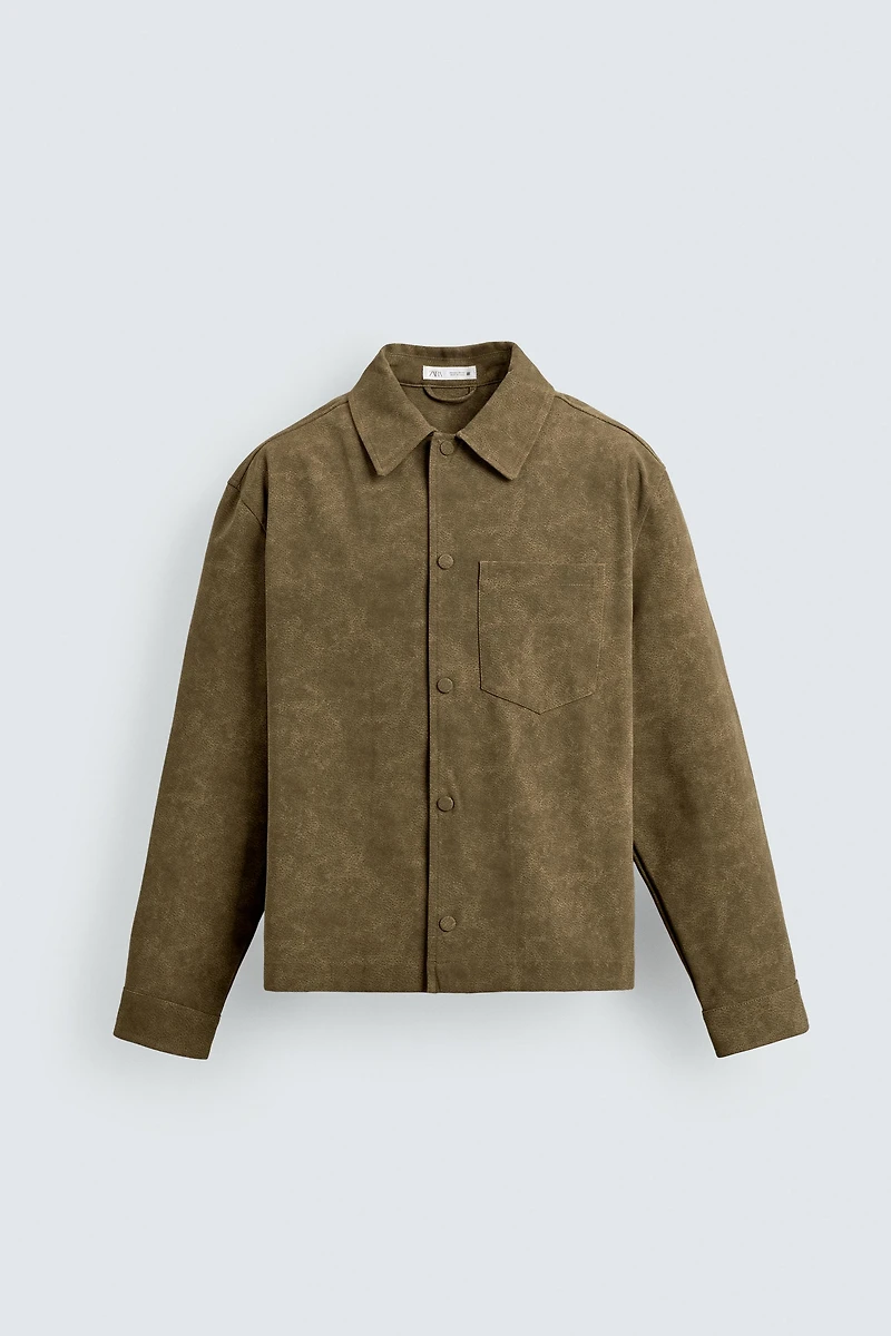 FAUX SUEDE BOXY FIT OVERSHIRT
