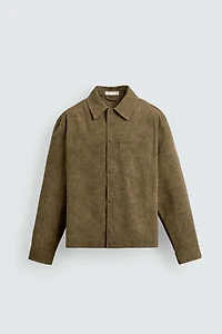 FAUX SUEDE BOXY FIT OVERSHIRT