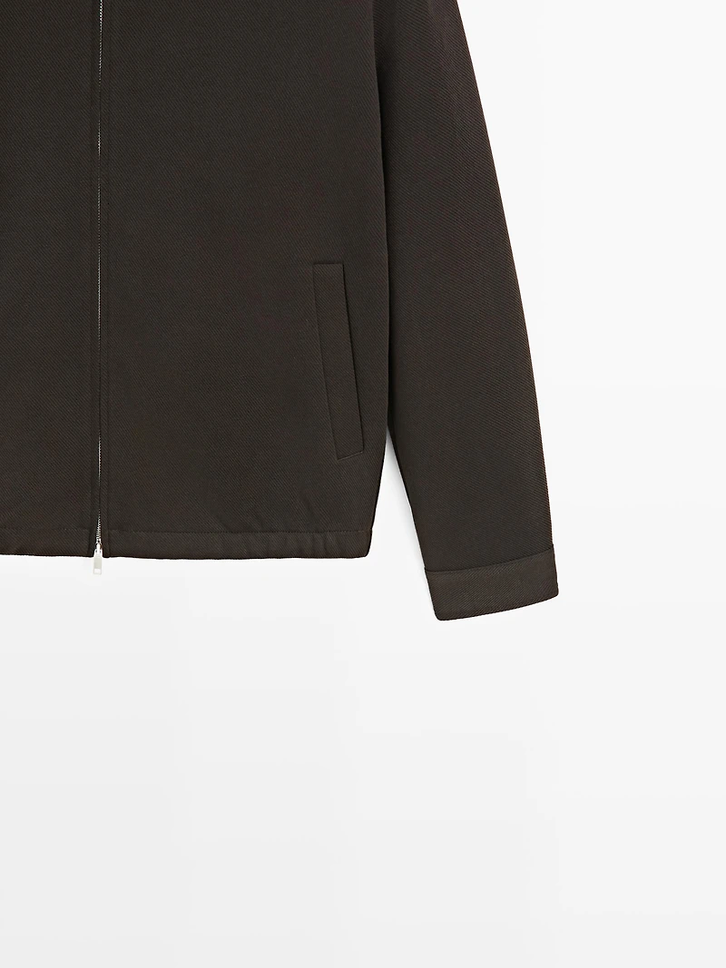 Cotton blend zip-up knit cardigan