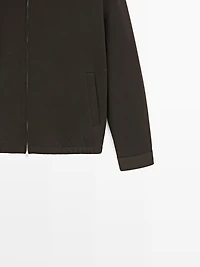 Cotton blend zip-up knit cardigan