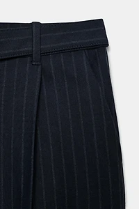 PINSTRIPE BELTED PANTS