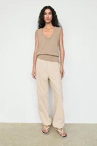 Cotton-blend ribbed knit vest