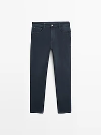 Slim fit denim-effect trousers