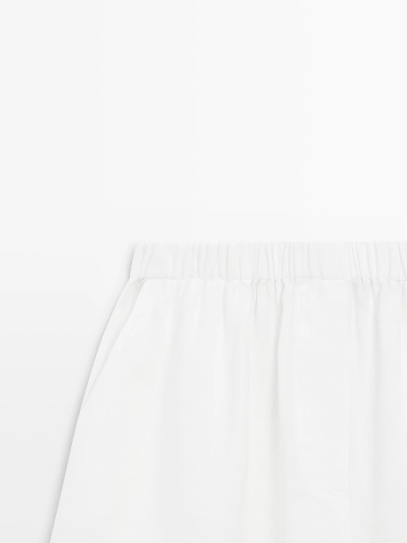 Linen blend total look short Bermuda shorts