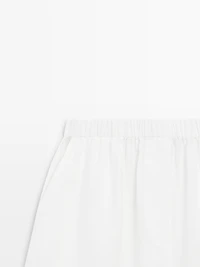 Linen blend total look short Bermuda shorts