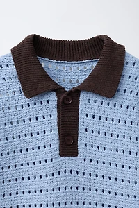 CROCHET KNIT POLO SHIRT