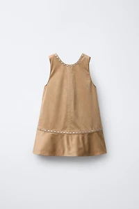 STUDDED FAUX SUEDE DRESS