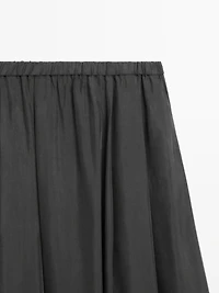 Cotton blend knit flared midi skirt
