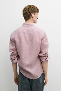 100% linen regular fit micro-checked shirt