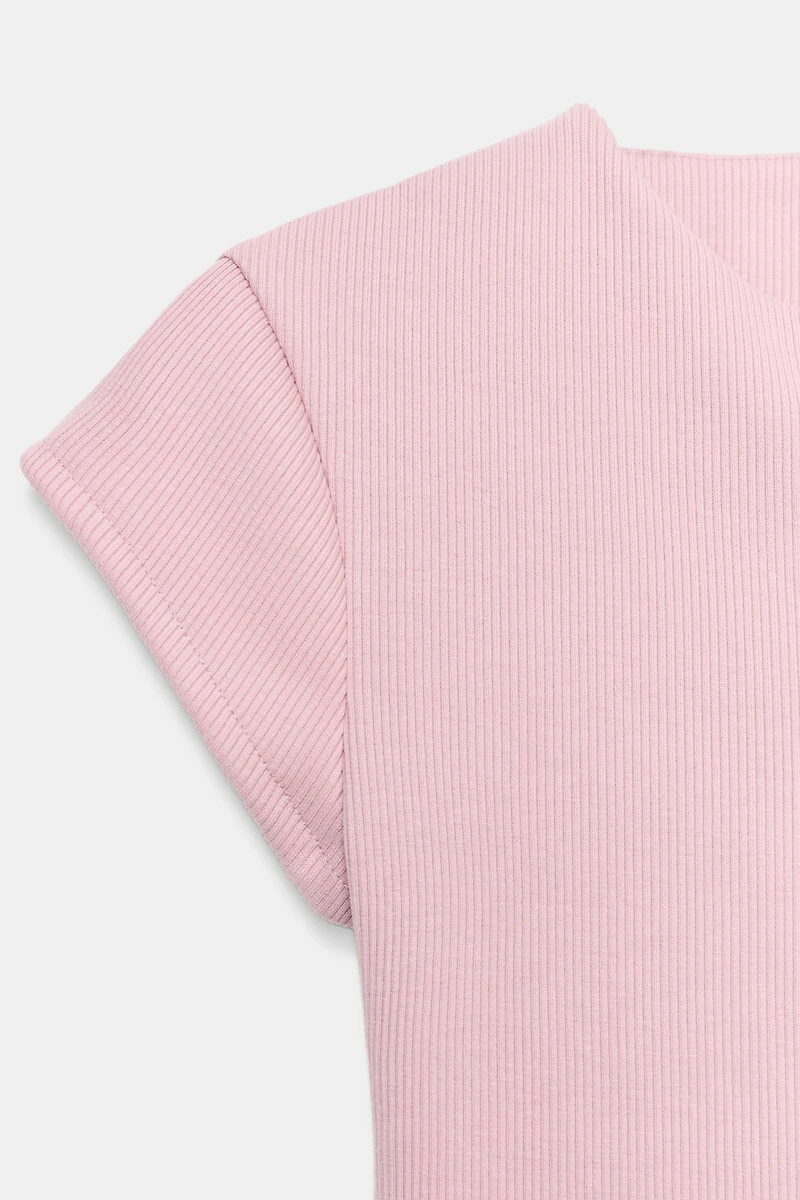 T-SHIRT CÔTELÉ BOUTONNÉ