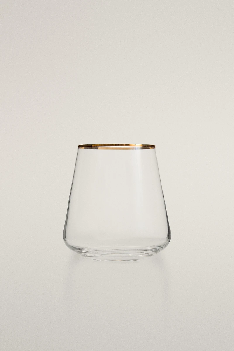 BOHEMIA CRYSTAL TUMBLER WITH A GOLDEN RIM