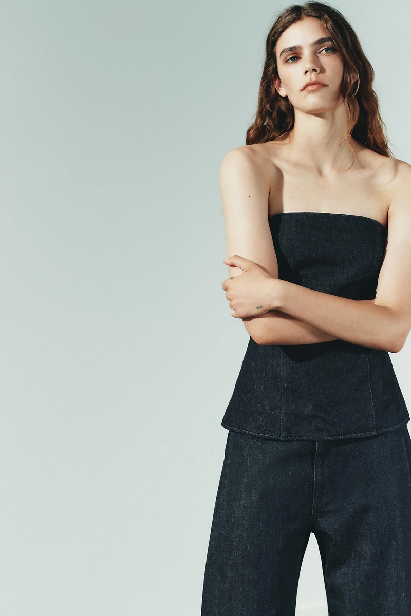 TOP BANDEAU EN JEAN TRF