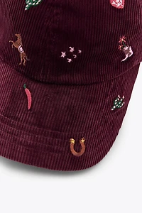 EMBROIDERED CORDUROY CAP