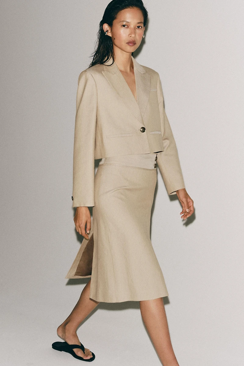 ZW COLLECTION STRIPED CROPPED BLAZER