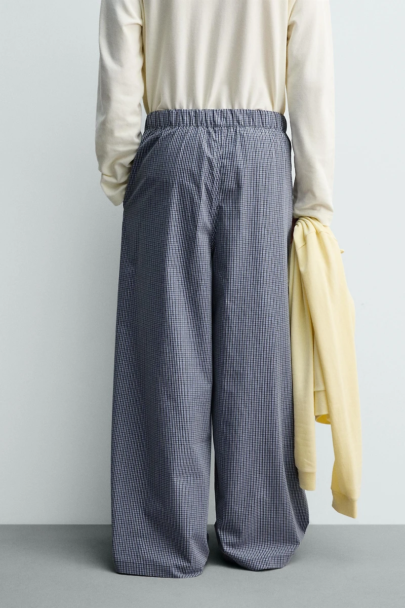 RELAXED FIT PATCHWORK CHECK PANTS