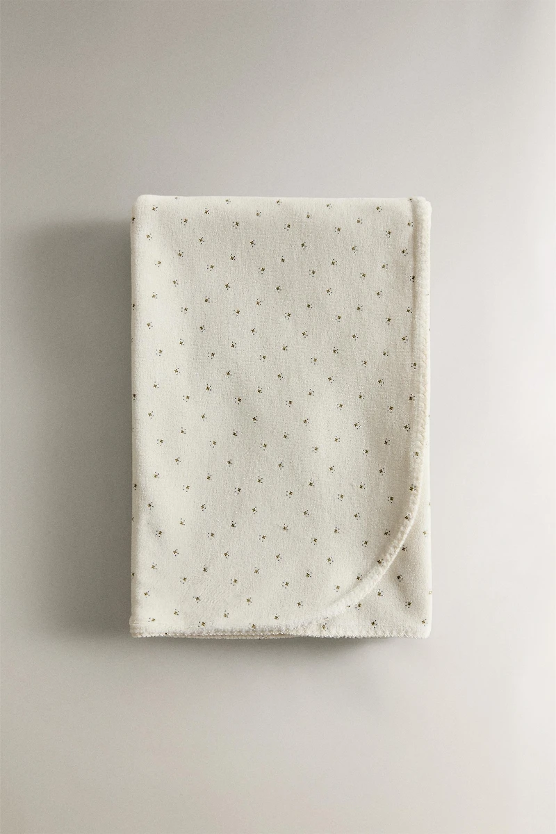 COUVERTURE BÉBÉ VELOUR IMPRIMÉ TRÈFLE