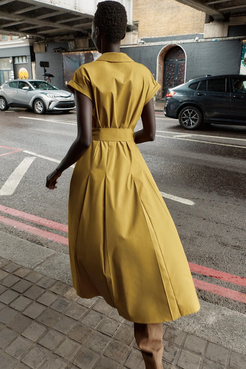 POPLIN MIDI DRESS