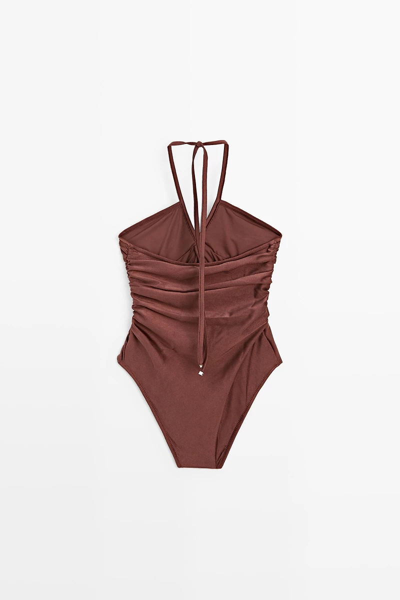 Shimmery halter swimsuit