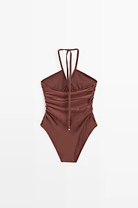 Shimmery halter swimsuit