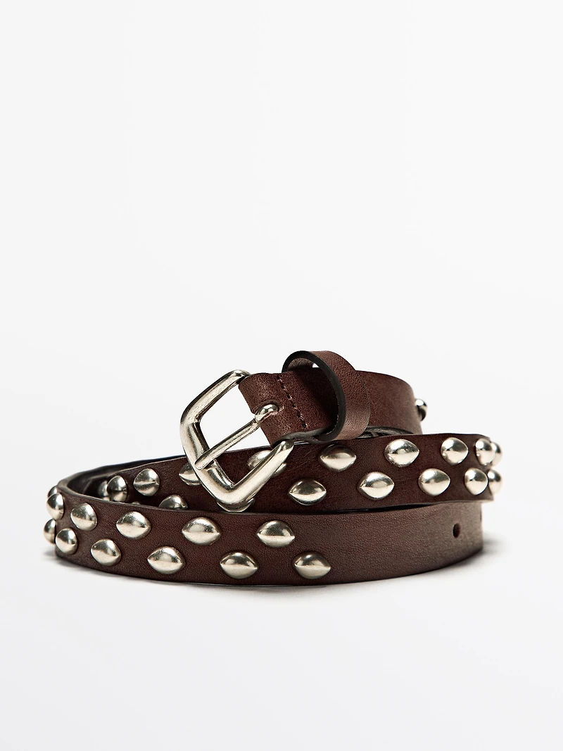 Ceinture en cuir nappa avec détail clous