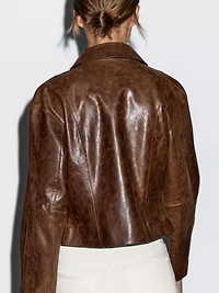 Short nappa leather jacket