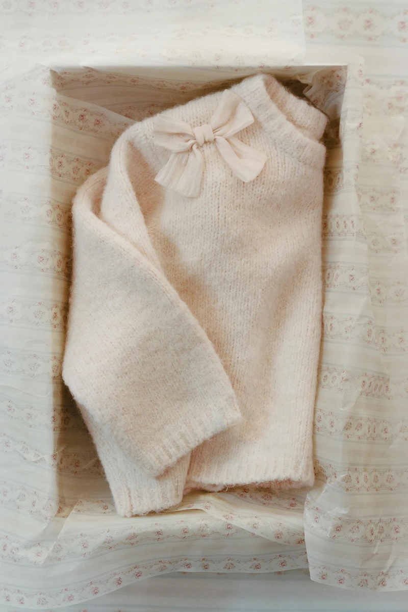 SATIN BOW KNIT JUMPER