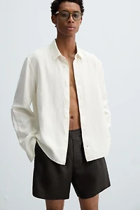 100% LINEN BERMUDA SHORTS
