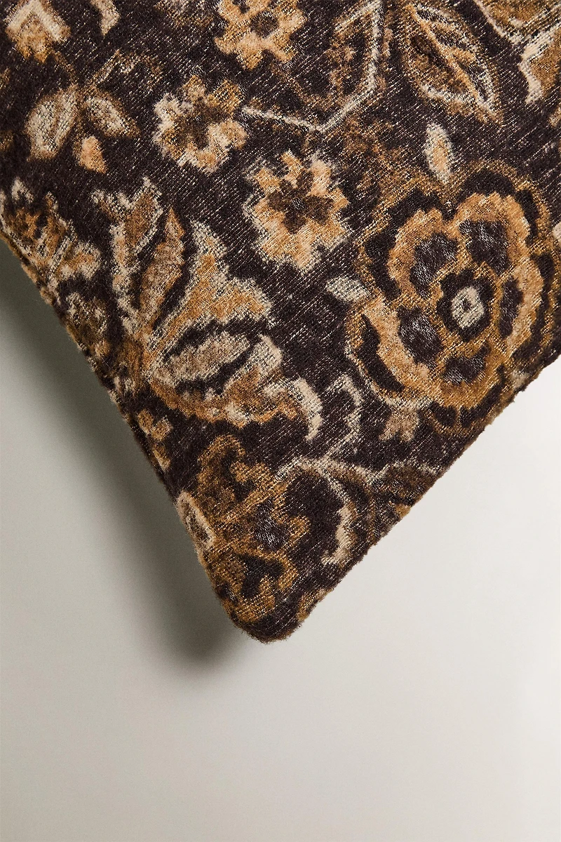 FLORAL WOOL THROW PILLOW COVER