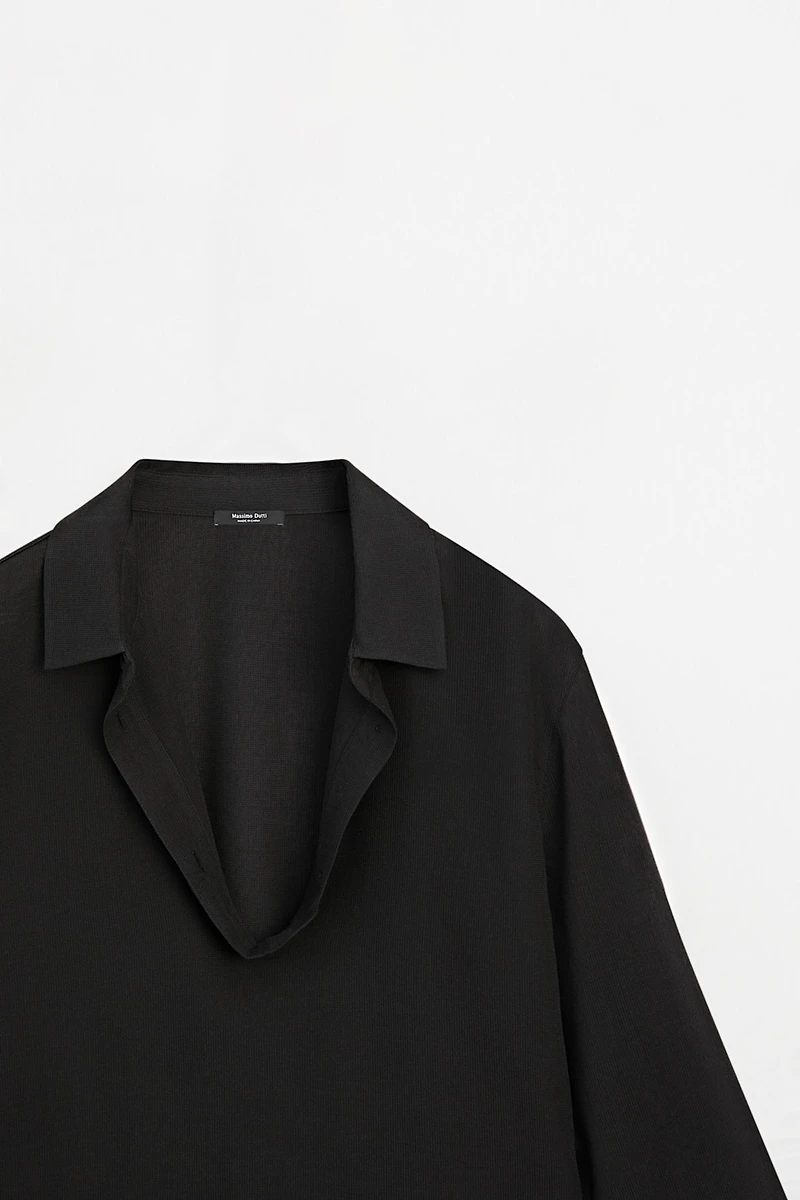 Chemise fluide à col en V coton