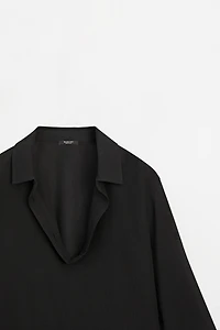 Chemise fluide à col en V coton