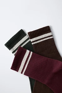 LOT DE TROIS CHAUSSETTES LONGUES À BANDES
