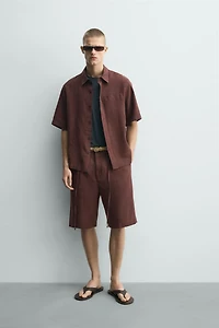 LINEN BLEND WIDE FIT SHORTS