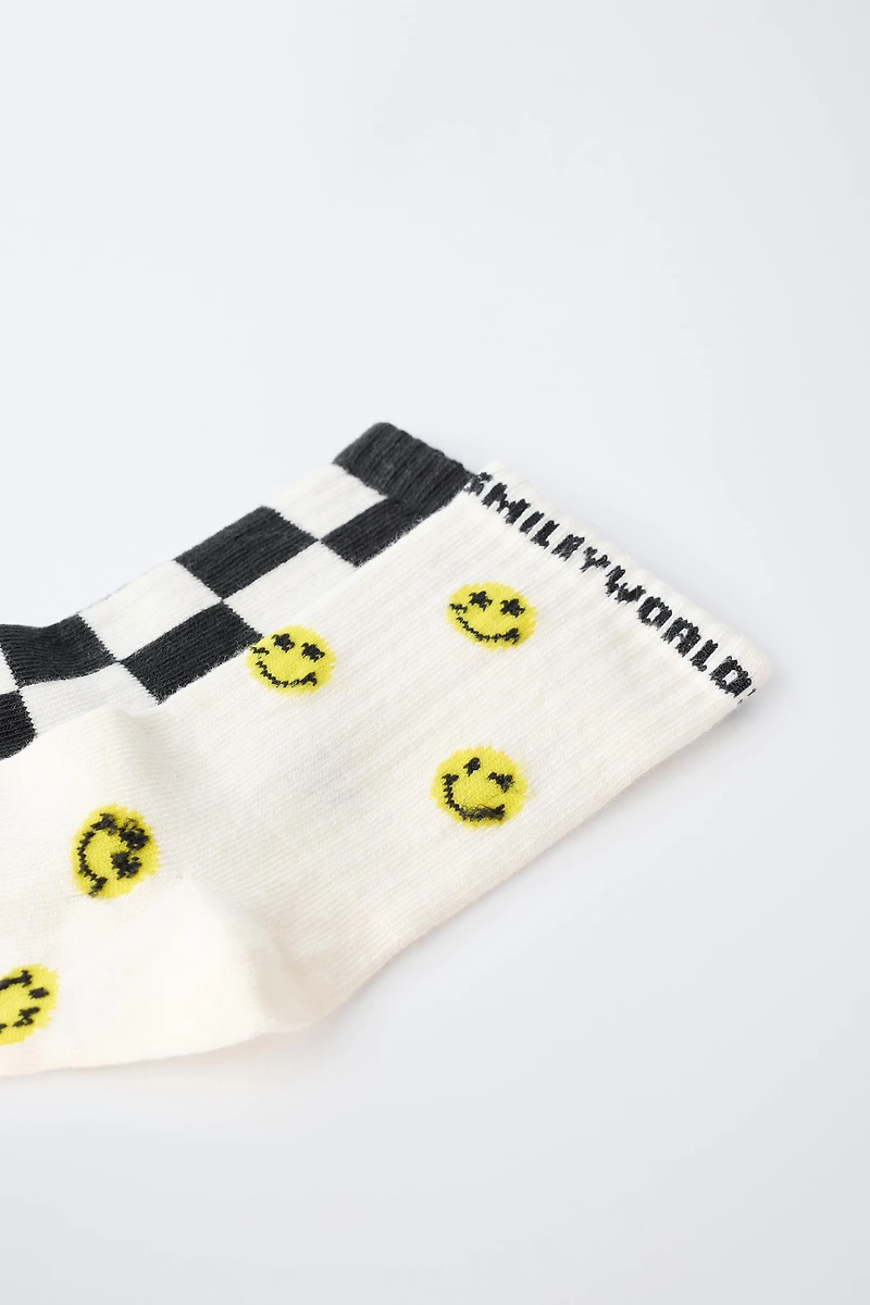 TWO-PACK OF SMILEYWORLD ® CHECKERED MID-CALF SOCKS