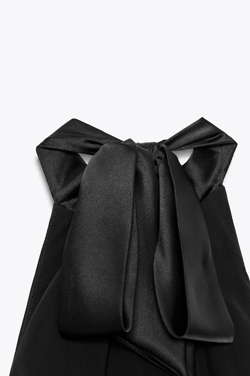 OPEN BACK SATIN MIDI DRESS