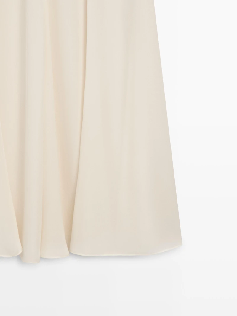 Flowing 100% silk midi skirt with seams - STUDIO