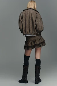 HERRINGBONE WOOL SKORT